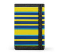 FekiLoot Yellow And Blue Stripes Wallet Compact Blocking Trifold Wallets with Zipper Minimalist Purse Wallet Credit Card Holder