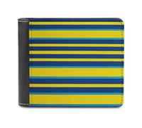 FekiLoot Yellow And Blue Stripes Wallet Fashionable Slim Leather Wallet with Multiple Card Slots And Hidden Compartments Wallets