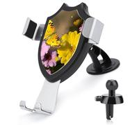 FekiLoot Yellow Butterfly and Flower Car Phone Mount for Dashboard/Vent/Windshield Auto-Clamping Gravity Sensor Truck Stand Cradle 90° Rotation Phone Holder Fits 4-6" Phones