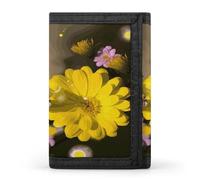 FekiLoot Yellow Butterfly And Flower Men's Wallet Extra Capacity Trifold Wallet Thin & Stylish Trifold Card Holder with ID Window