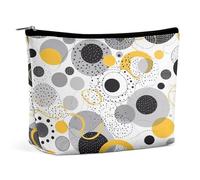 FekiLoot Yellow Circle Pattern Toiletry Bag Travel Cosmetic Bag with Zipper Personalized Makeup Pouch Makeup Pouch for Women for Use in Daily Life Travel Other Occasions