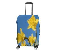 FekiLoot Yellow Daffodils Flower Travel Luggage Cover Stretchable Airplane Suitcase Protector Sleeve Universal Washable Fit for 19-32 Inch Checked Baggage,Water Resistant Durable Luggage Protector