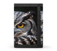 FekiLoot Yellow Eyed Owl Men's Wallet Extra Capacity Trifold Wallet Thin & Stylish Trifold Card Holder with ID Window