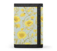 FekiLoot Yellow Flower Wallets Exquisite Trifold Wallet Front Pocket Wallet with Zipper Keychain Coin Purse Credit Card Holder for Adult