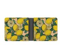FekiLoot Yellow Lemon Leather Wallet Double-Sided Different Images Bifold Wallet Ultra Strong Stitching Slim Wallets