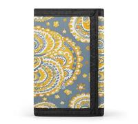 FekiLoot Yellow Paisley Pattern Wallet Slim Trifold Wallets with Multiple Card Slots Credit Card Holder Pocket Coin Purse