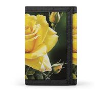 FekiLoot Yellow Rose Trifold Wallet Slim Credit Card Holder Stylish Trifold Billfold Minimalist Front Pocket Friendly Purses
