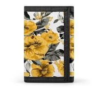 FekiLoot Yellow Rose Wallet for Men Slim Minimalist Trifold Wallet with ID Window And Credit Card Holder