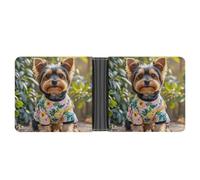 FekiLoot Yorkie Floral Wallet Slim PU Bifold Design Wallet with Multiple Card Slots Wallets Extra Capacity Pocket Wallets