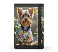 FekiLoot Yorkie Floral Wallet Trifold Wallet for Men Slim Minimalist Front Pocket Stylish Cards Purse Extra Capacity Credit Card Holder Outdoor Sports Wallets