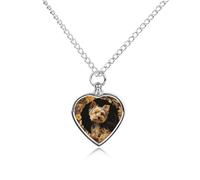 FekiLoot Yorkshire Terrier in The Cave Urn Necklaces for Ashes Personalized Human Pet Cremation Jewelry Keepsake Locket Heart Pendant with Filling Kit Memorial Gift for Dog Cat Lover Women Men