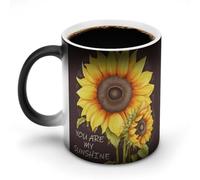 FekiLoot You Are My Sunshine Sunflower Mug Personalized Ceramic Discoloration Coffee Mug Heat Sensitive Color Changing Cup Print Large Handle Design Daily Office And Home Use 12 OZ/350 ML