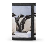 FekiLoot Young Penguins With Snow Men's Wallet Extra Capacity Trifold Wallet Thin & Stylish Trifold Card Holder with ID Window