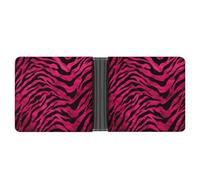 FekiLoot Zebra Tiger Leopard Pink Leather Wallet Double-Sided Different Images Bifold Wallet Ultra Strong Stitching Slim Wallets