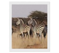 FekiLoot Zebras On South Africa Diamond Paintings Kits for Beginners, Gem Dot Crafts for Adults, Full Round Drill Diamond Arts, Diamond Art Kits for Home Wall Decor, Office, Gift 16"x20"