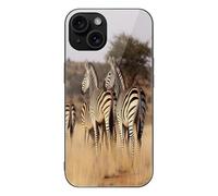 FekiLoot Zebras On South Africa for iPhone 15 Case Tempered Glass TPU Back Panel Shockproof with Anti-Fingerprint Phone Cover Black