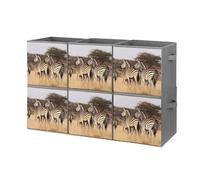 FekiLoot Zebras On South Africa Storage Cubes Organizer for Home, Foldable Storage Bins with Handles, 10.6 Inch Storage Bags 6PCS for Clothes, Large Organizer Bins for Organizing Bed Sheets