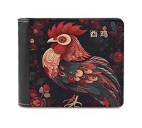 FekiLoot Zodiac Sign Chicken PU Leather Wallet Bifold Wallet Front Pocket Wallets Fashion Purse Slim Billfold Credit Card Holder