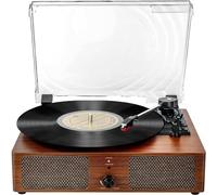 FEKTIK Vinyl Record Player Bluetooth Vintage 3 Speed Portable Record Player with Built-in Speakers, Belt Driven LP Player, Supports USB Recording, AUX Input, RCA Line Out, Orange Y
