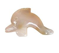 Fekuar 2" Carved Crystal Jumping Dolphin Figurine, Healing Stone Ocean Animal Statue Home Decoration Sculpture Fengshui, Agate