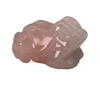 Fekuar Carving Rose Quartz Stone Frog Statue, Healing Crystal Animal Pocket Figurine Decoration 1.5"