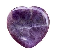 Fekuar Natural Amethyst Thumb Worry Stone, Hand Carved Healing Crystal Heart Shaped Stone for Anxiety Stress Relief Meditation 1.5"