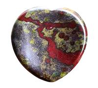 Fekuar Natural Dragon Bloodstone Crystal Thumb Worry Stone, Hand Carved Healing Crystal Heart Shaped Stone for Anxiety Stress Relief Meditation 1.5"