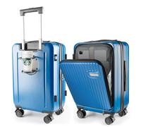 Felamondo Carry-On Luggage with Front Laptop Compartment, 360-Degree Spinner Wheels, TSA Lock, Cup Holder & Bag Hook - Airline Approved Business Travel Suitcase (G6001), blue, 19inch, Modern