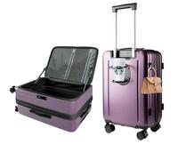 Felamondo Hardshell Carry-On Luggage with TSA Lock,Cup Holder, 360° Silent Spinner Wheels & Front Pocket - Lightweight suitcase for Business Travel, With Extensible Layer(G6002), purple, 24", Modern