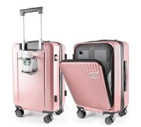 Felamondo Lightweight Suitcase with TSA Lock & 360° Spinner Wheels, Scratch and Water Resistant - Ideal for Business Travelers(G6001 20IN), pink, 20", Modern