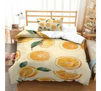 FELASBUID 3D Printed Orange Duvet Cover Bedding Set 3pcs,Soft Microfiber Quilt Cover with Pillowcases And Zipper Closure,for Adults And Teens Single（135x200cm）