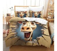 FELASBUID 3D Printed Quilt Cover Giraffe 3 Pieces Bedroom Bed Bedding Set Soft Easy Care with Zipper Closure,Pillowcases for Kids Girls Boys Adults Bedroom Single King(220x240cm)