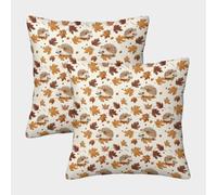 FELASBUID Autumn Hedgehogs Pattern-Watercolor Fall Design Pillow Covers 2 Pack Cozy Pillowcases Available All Seasons Cushion Covers with Zipper Decorative for Sofa Living Room Bed Home 40x40cm