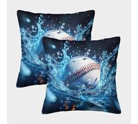 FELASBUID Baseball Splash Action-sports Dynamic Motion Pillow Covers 2 Pack Cozy Pillowcase Available All Seasons Cushion Case with Invisible Zipper Decorative for Sofa Living Room Bed Home 45x45cm