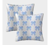 FELASBUID Blue Bow Pattern-Vintage Doodle Style Design Pillow Covers 2 Pack Cozy Pillowcases Available All Seasons Cushion Covers Zippered Decorative for Sofa Living Room Bed Home 40x40cm