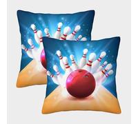 FELASBUID Bowling Strike Action-Dynamic Sports Illustration Pillow Covers 2 Pack Cozy Pillowcases Available All Seasons Cushion Covers Zippered Decor for Sofa Living Room Bed Home 40x40cm