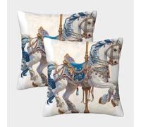 FELASBUID Carousel Horse-Fantasy Ornate Design Pillow Covers 2 Pack Cozy Pillowcase Available All Seasons Cushion Cover Polyester Decor Sofa for Living Room Bedroom 40x40cm