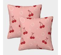 FELASBUID Cherry Pattern-Vintage Doodle Style Pillow Covers 2 Pack Cozy Pillowcases Available All Seasons Cushion Covers with Invisible Zipper Decor for Couch Livingroom 45x45cm