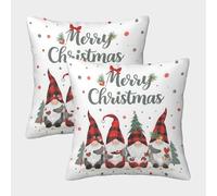 FELASBUID Christmas Gnomes-Festive Cartoon Style_2 Pillow Covers 2 Pack Cozy Pillowcase Available All Seasons Cushion Covers Polyester Decor Couch Living Room 50x50cm
