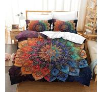 FELASBUID Duvet Cover Mandala Bedding Comforter Cover Set Girls 3 Piece for Kids Teens 3D Bedspread Quilt Cover with Zipper Closure Soft Microfiber King（220x240cm）