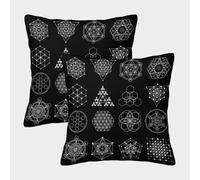 FELASBUID Geometric Patterns-Sacred Geometry Style Pillow Covers 2 Pack Cozy Pillowcase Available All Seasons Cushion Case with Zipper Decorative Couch Living Room 50x50cm