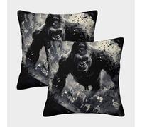 FELASBUID Giant Ape Urban Chaos-monstrous City Destruction Pillow Covers 2 Pack Cozy Pillowcase Available All Seasons Cushion Cover Polyester Decorative for Sofa Living Room Bed Home 45x45cm