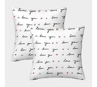 FELASBUID Handwritten-love-message-romantic-cursive-style Pillow Covers 2 Pack Cozy Pillowcase Available All Seasons Cushion Covers Polyester Decorative for Sofa Living Room Bed Home 50x50cm