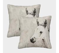 FELASBUID Horse Pillow Cases 2 Pack Cozy Pillowcase Animal Cushion Cover Polyester Decor Couch Living Room 40x40cm