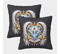 FELASBUID Jesus Christ-religious Icon Style Pillow Covers 2 Pack Cozy Pillowcase Available All Seasons Cushion Cover Polyester Decor Sofa for Living Room Bedroom 50x50cm