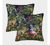 FELASBUID Jungle Animals-Exotic Wildlife Illustration Pillow Covers 2 Pack Cozy Pillowcase Available All Seasons Cushion Case Zippered Decor Couch Living Room 40x40cm