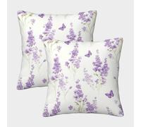 FELASBUID Lavender Flowers-Botanical Garden Style Pillow Cases Pack of 2 Cozy Pillowcases Cushion Cover Zippered Decor for Couch Livingroom 40x40cm
