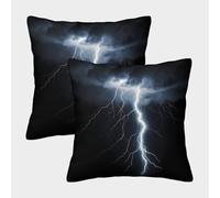 FELASBUID Lightning Strike-Dark Storm Sky Style Pillow Covers 2 Pack Cozy Pillowcase Available All Seasons Cushion Cover with Invisible Zipper Decor for Sofa Living Room Bed Home 40x40cm
