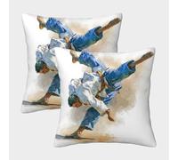 FELASBUID Martial_artist_fighting-dynamic_action_style Pillow Covers 2 Pack Cozy Pillowcases Available All Seasons Cushion Covers Zippered Decorative Couch Living Room 45x45cm