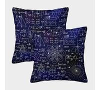 FELASBUID Mathematical Formulas-Academic Science Design Pillow Covers 2 Pack Cozy Pillowcase Available All Seasons Cushion Cover Zippered Decorative Sofa for Living Room Bedroom 50x50cm